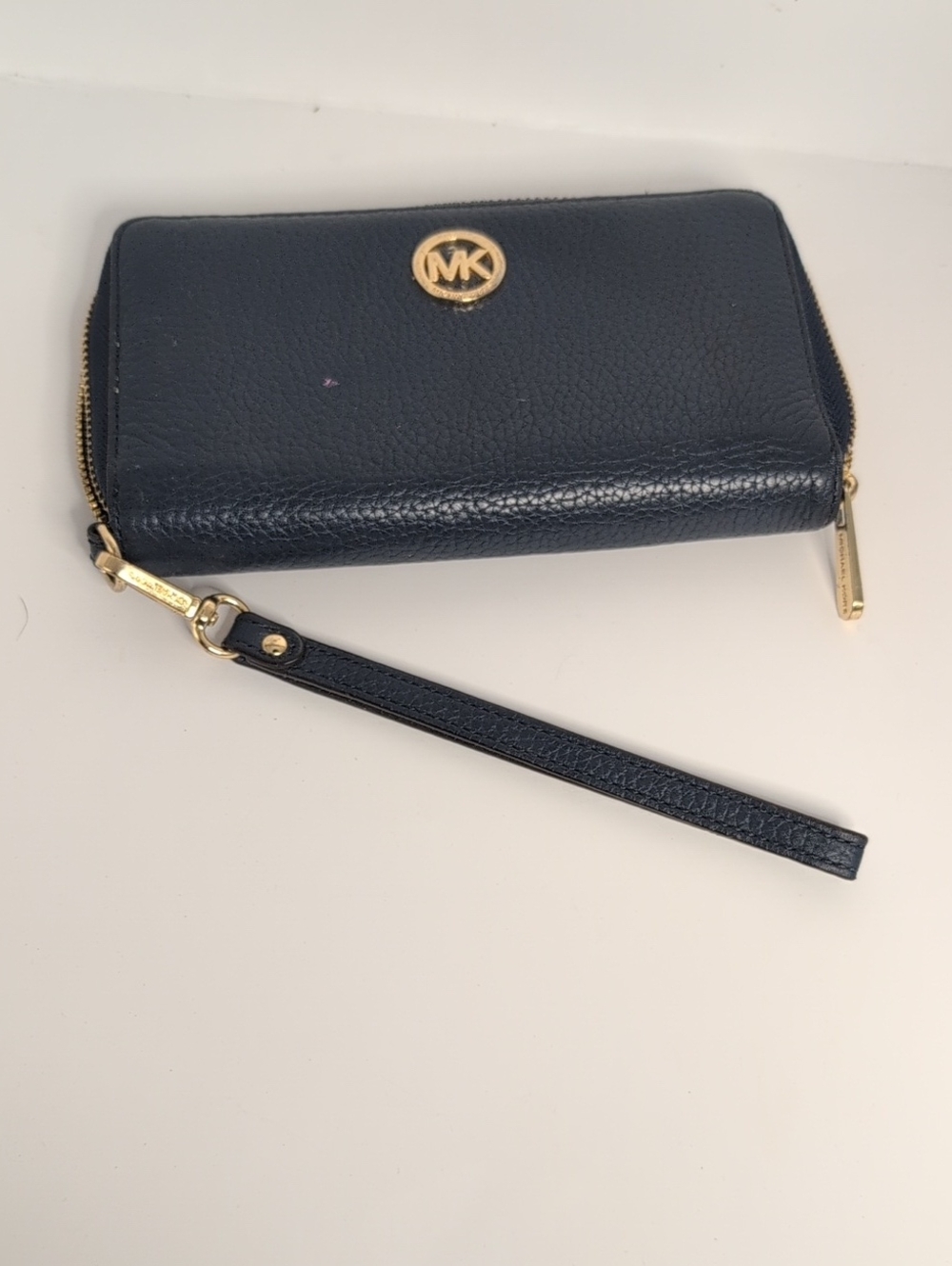 Michael Kors Fulton Navy Large Leather Phone Case Wallet Wristlet